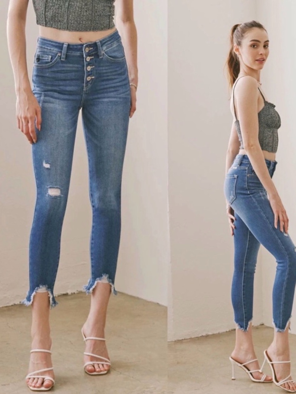 Kancan KC7273M Button Fly High Waist Raw Hem Jeans RN# 144635 Size 11/29